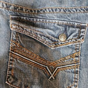 Classic Blue Denim Jeans with Contrast Stitching